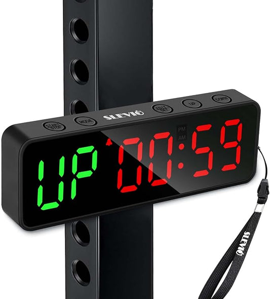 Small Gym Timer Clock Stopwatch Magnetic Workout Interval Timer, Large LED Digital Display, Home Accessories Countdown Clock for Home Gym Garage Schools