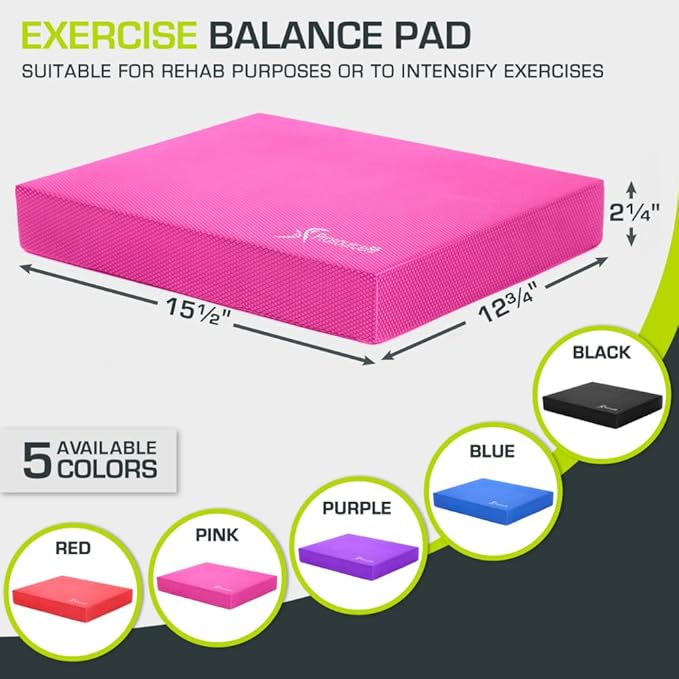 ProsourceFit Exercise Balance Pad – Non-Slip Cushioned Foam Mat & Knee Pad for Fitness and Stability Training, Yoga, Physical Therapy 15.5”x12.75”