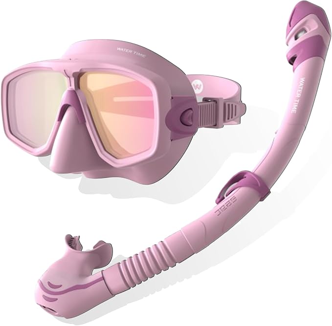 WATERTIME Snorkeling Gear for Adults, Dry Top Snorkel Set with Anti-Fog Panoramic Diving Mask & Waterproof Design, Adult Snorkel Mask for Snorkeling and Scuba Diving