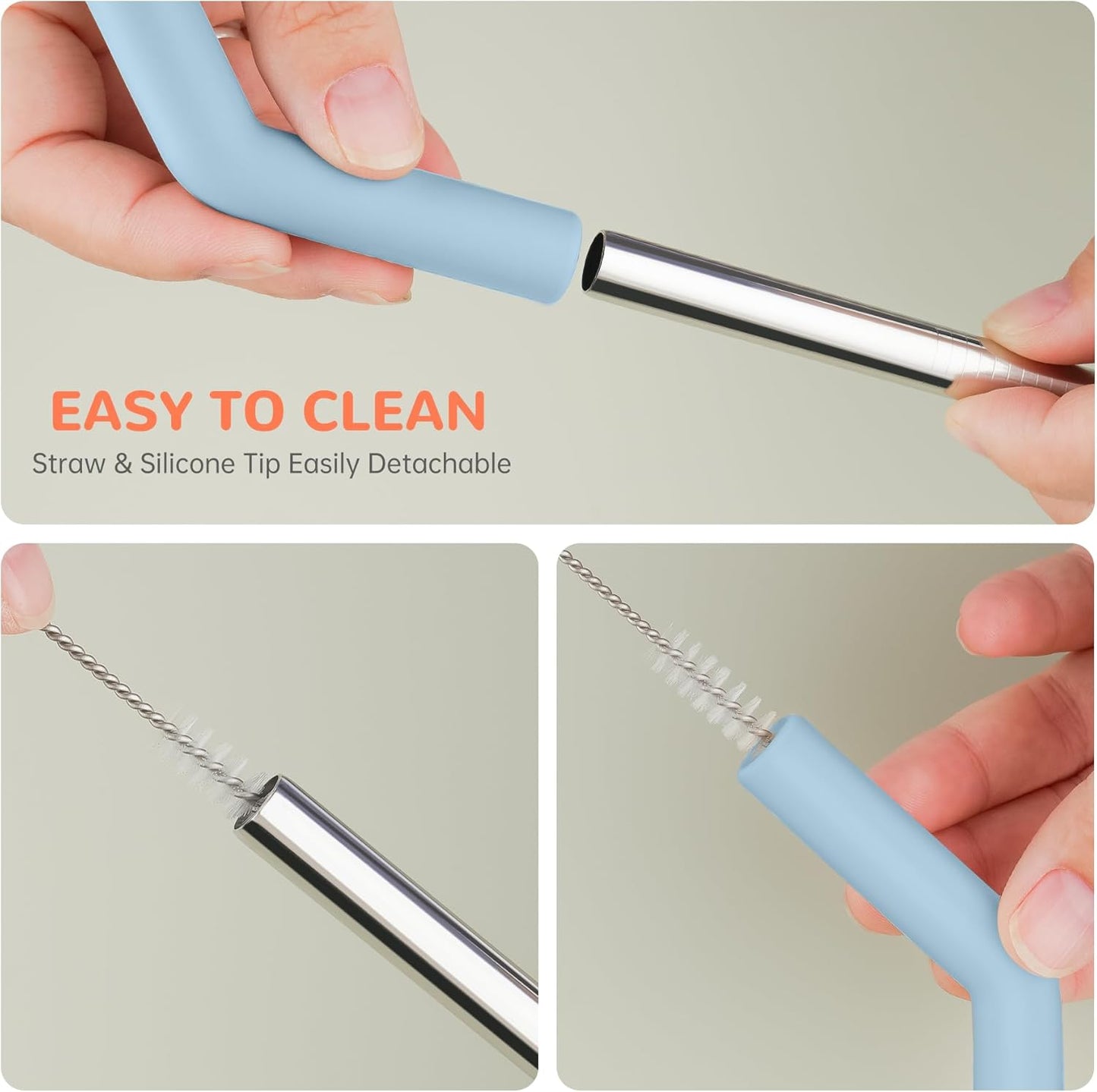 Tomorotec 6-Pack Morandi Colors Silicone Tip Stainless Steel Straws for 30oz Stanley Tumblers with 2 Cleaning Brushes, BPA-Free 10" Long Compatible with Adventure Quencher, Enhances Drink Enjoyment