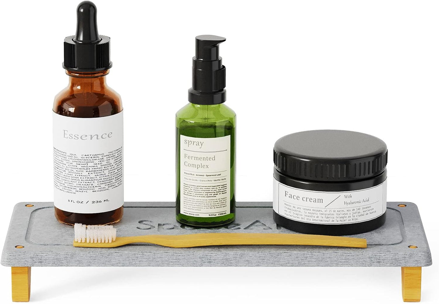 SpaceAid DryingNeat Sink Organizer, Instant Dry Sink Caddy Organizers, Kitchen Sponge Soap Holder Dispenser, Countertop Fast Drying Rack (Bamboo Feet, Gray)