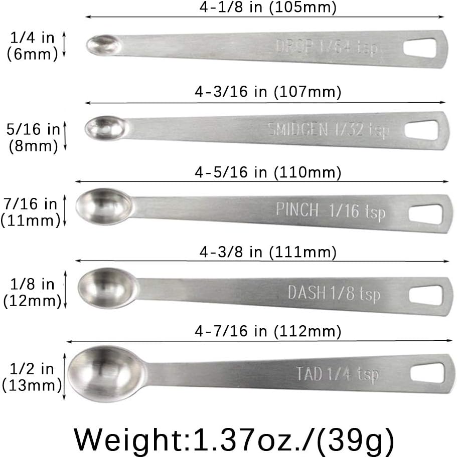 2Pack Mini Measuring Spoons Set, Heavy Duty Stainless Steel Teaspoon for Cooking and Baking, Suitable for Small Amount of Dry or Liquid Ingredients and Spices