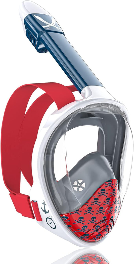 QingSong Kids Snorkel Mask Full Face, Snorkeling Set with Camera Mount, Foldable 180 Degree Panoramic View Snorkeling Gear Anti-Fog Anti-Leak