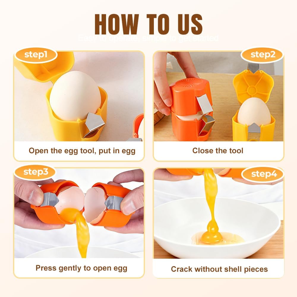 Egg Shell Opener, 2026 Upgrade Egg Peeler, Stainless Steel Egg Slicer for Hard Boiled Eggs, Egg Peeling Tool, Hard Boiled Egg Peeler, Egg Shell Cutter for Boiled Egg (Yellow)