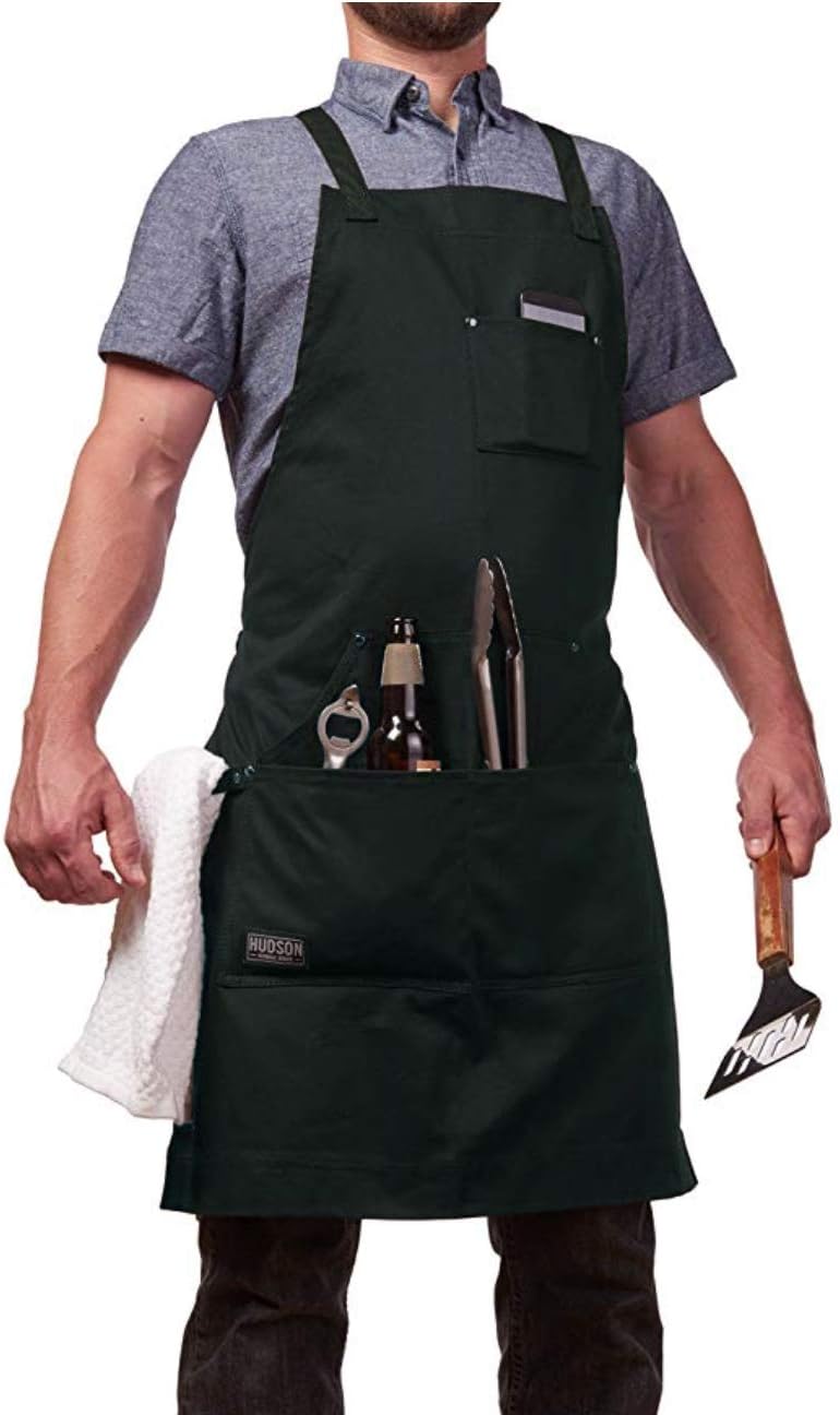 Hudson Durable Goods - Professional Grade Chef Apron for Kitchen, BBQ & Grill