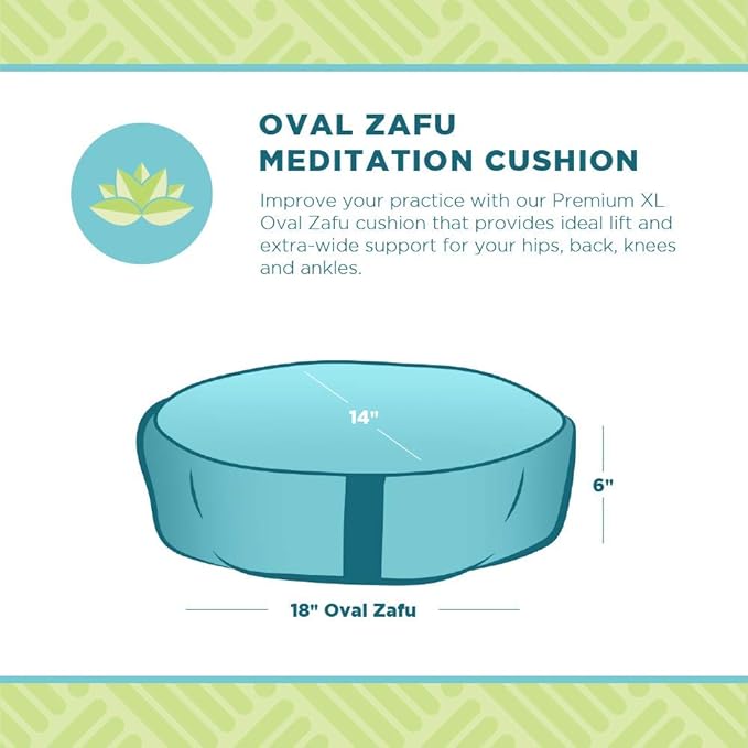Bean Products Zafu Meditation Pillows for Sitting on Floor, Yoga Cushion, Cotton/Buckwheat Fill Yoga Pillow, Zafu Meditation Cushion, Zen Kneeling Prayer Pad- Made in USA - 14"x18" Oval - Purple