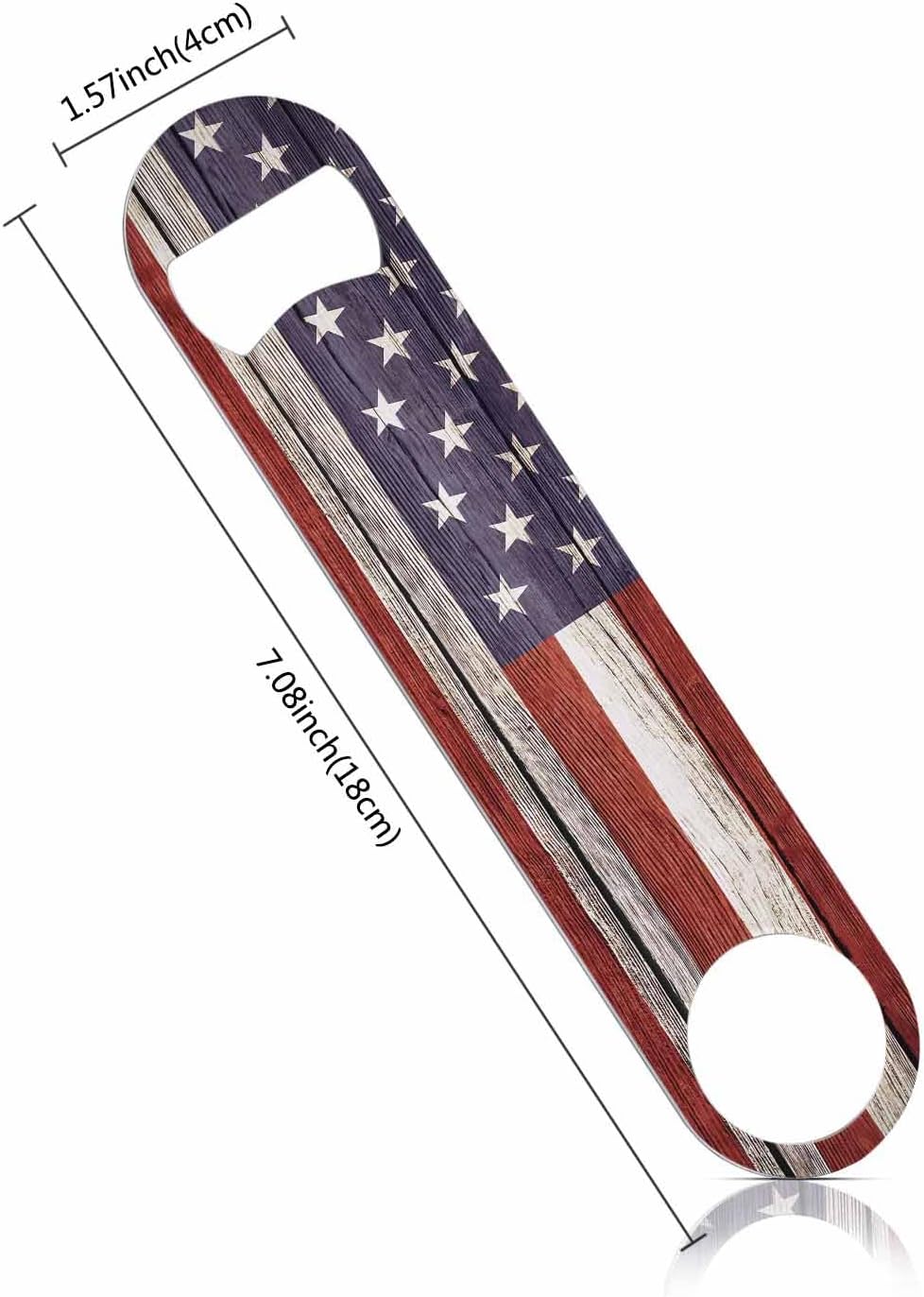 United States Flag Stainless Steel Bottle Opener America Flag Freedom Vintage Rustic Wooden Plank Patriotism Flat Beer Bottle Opener Keychain for Home Kitchen Bar Restaurant Party Gift