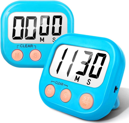 2 Pack Kitchen Timers Loud Ring Digital Timers for Cooking Magnetic Blue