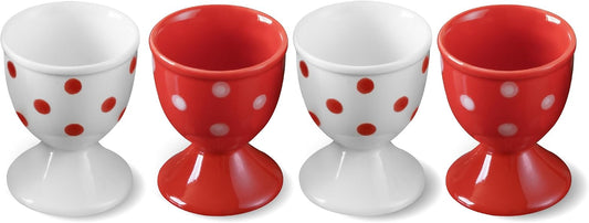 Cinf Ceramic Egg Cup Christmas Gift Set of 4 Porcelain Holder Breakfast Boiled Cooking Easy to Clean Childhood Memories Kitchen