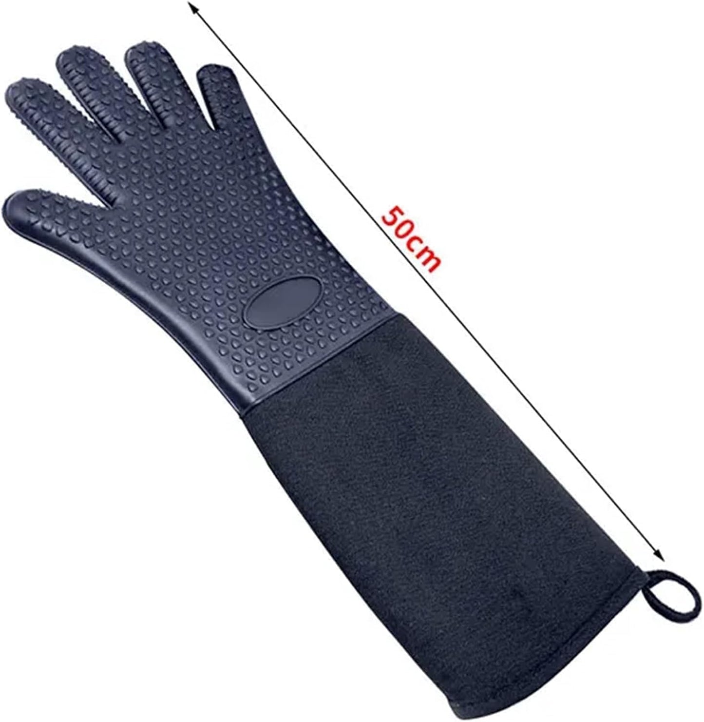 Extra Long Professional Silicone Oven Mitts with Quilted Liner, Durable Heat Resistant Oven Gloves, Heat Resistant Oven Gloves,2 Pack (Black)