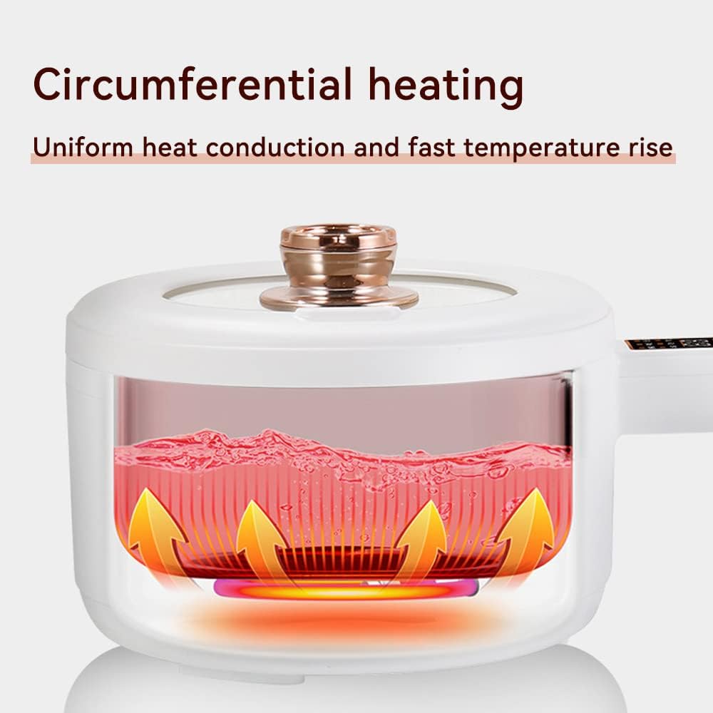 Drizzle Electric Hot Pot Cooker Steamer 1.8L Multifunctional Nonstick Pan Dormitory Office Portable Ramen Cooker Steamer Boil Dry Protection Suitable For Noodles Steak Cooker Eggs StirFrying
