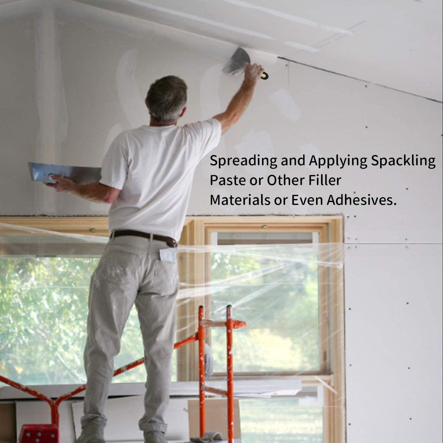 DEKEones Putty Knife Scrapers, Spackle Knife, Metal Scraper Tool for Drywall Finishing, Plaster Scraping, Decals, and Wallpaper (4 Pack, 5”, 4”, 3”, 1.5” Wide)