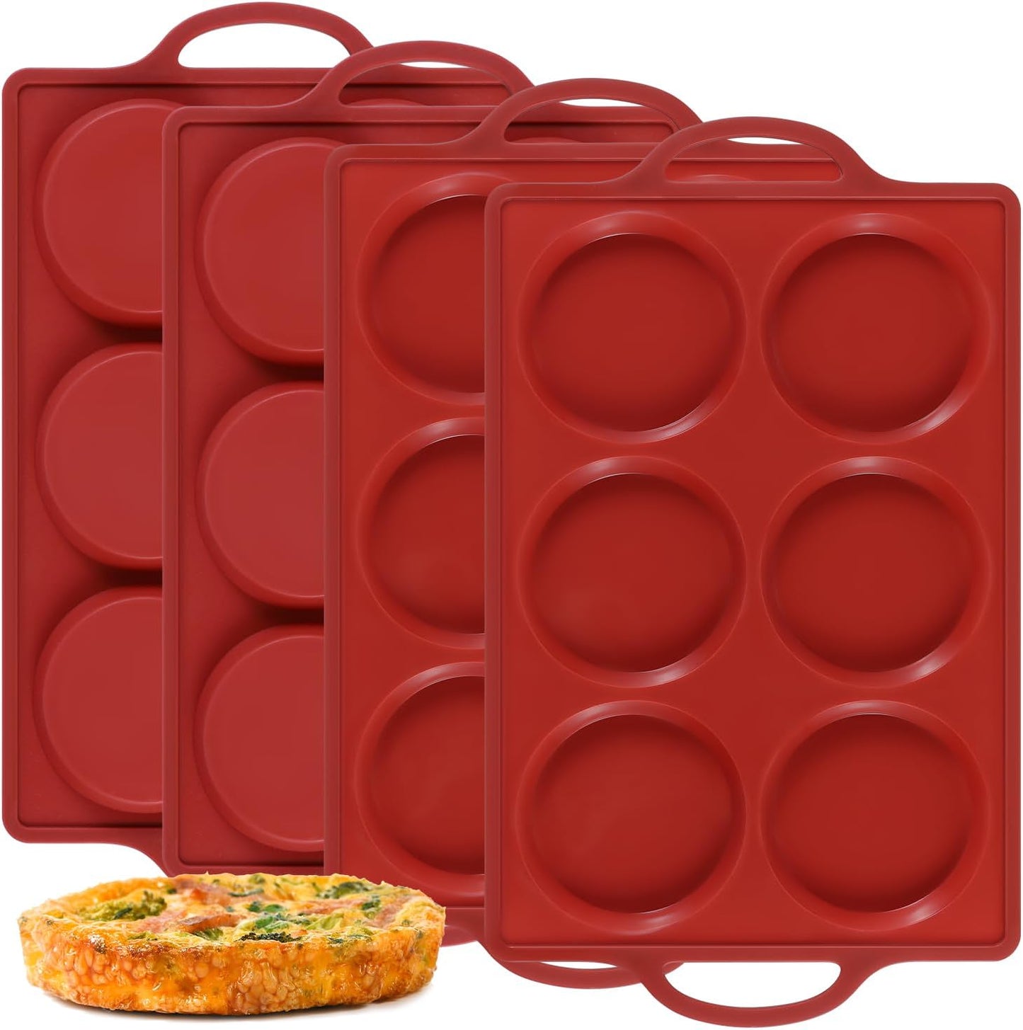 CAKETIME Muffin Top Pan Non Stick, 4 Inch Metal Frame Round Egg Baking Pan for Oven English Muffins, Whoopie Pies, Corn Bread, Egg Bites, Breakfast Sandwiches Tarts 4 Pack Brown