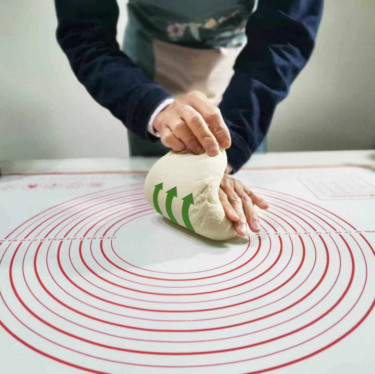 Yansumi Silicone Pastry Mat Extra Large Non-Slip Mat for Rolling Dough Pie Crust and Baking Non-Stick with Measurements (Red, 32x24) (Red, 24"L x 16"W)