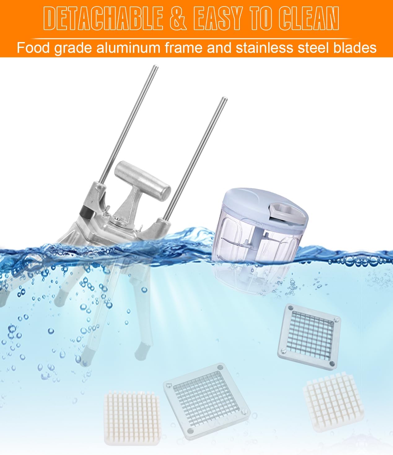 Commercial Vegetable Fruit Chopper 1/4″&3/8″ Blade Heavy Duty Professional Food Dicer Kattex French Fry Cutter Onion Slicer Stainless Steel for Tomato Peppers Potato Mushroom