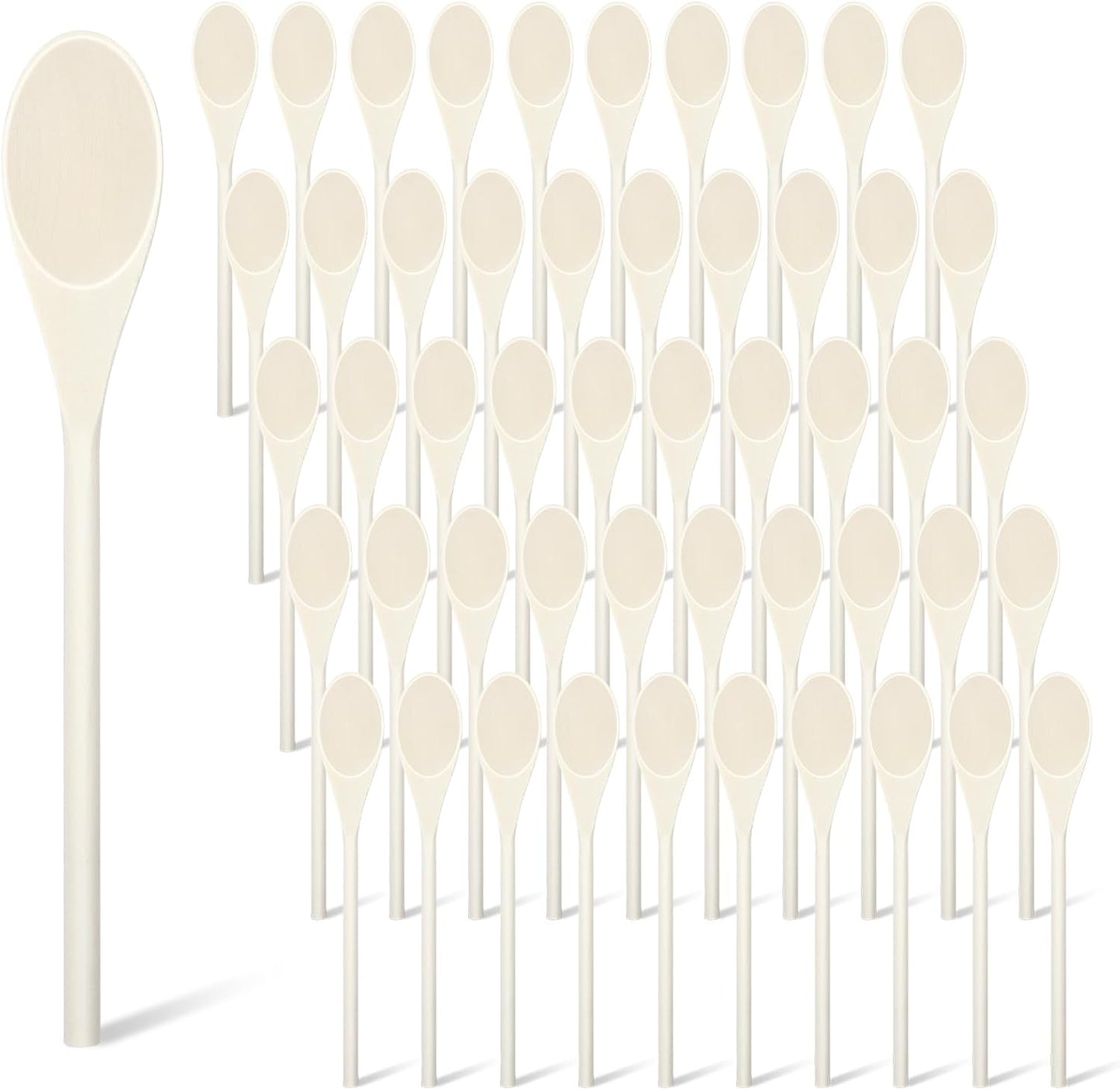 50 PCS 10 Inch Wooden Spoon Bulk for Cooking Oval Sauce Soup Stirring Wooden Tasting Spoons Wood Mixing Spoons Oval Soup Ladle for Cooking, Baking, Mixing, Serving, Stirring, Crafts, Gift