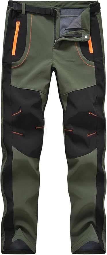 Rdruko Men's Snow Ski Pants Waterproof Insulated Winter Outdoor Snowboard Hiking Fleece Pants with Belt