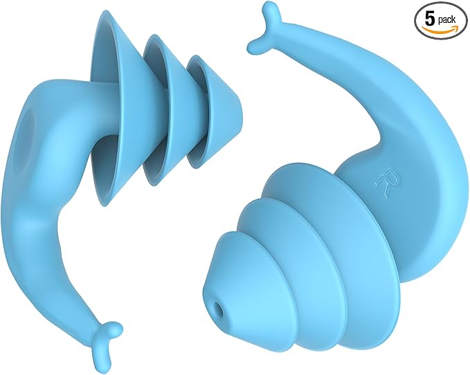 LYSIAN Reusable Swimmer Earplugs for Women Men 2 Pairs with Nose Clip, Water Proof Silicone Ear Plugs for Summer Swimming, Showering, Surfing, Water Sports and Sleeping