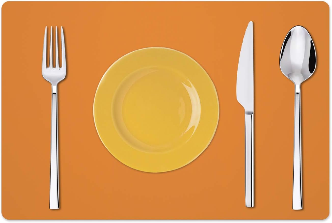 Silicone Placemats, Food-Grade Non-Slip Waterproof, Dining, Stain Resistant, Countertop Protector, Kitchen Counter Mat, Heat Resistant, Baking mat Dishwasher Safe (23.6"×15.7"-2pack, Orange)