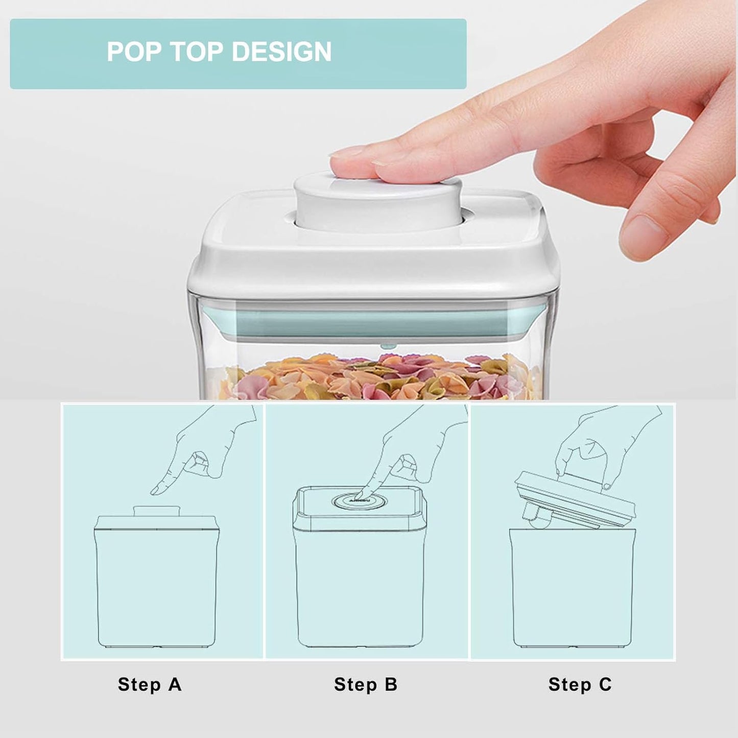 Pop Containers with Lids - Stackable Airtight Food Storage, Kitchen Pantry Storage Containers for Snacks Candy Salt Herbs Spices BPA-Free (15PCS (0.5 + 1.2 + 2.0 + 2.7 + 3.3 Qt) * 3)