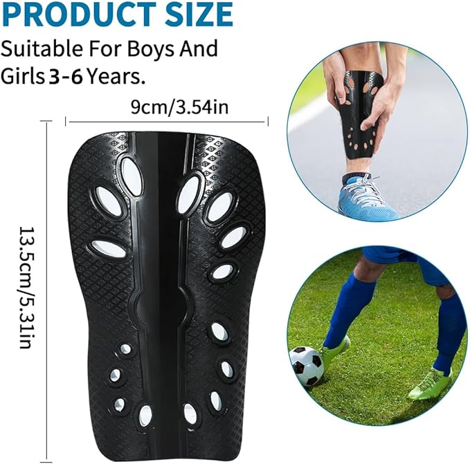 Soccer Shin Guards for Kids Youth, 2 Pairs Breathable Shin Pads for Boys Girls Teens Adults, Lightweight Football Equipment Cushion Protection for Men Women