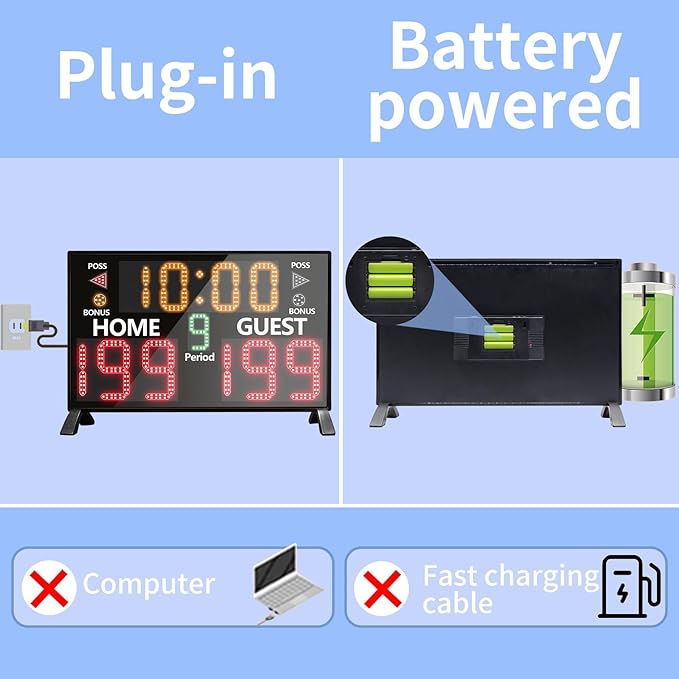 YZ 2025 Bigger LED Digital Scoreboard, Portable Basketball Scoreboard with Timer Clock, Electronic Scoreboard with Remote, Tabletop Scoreboard Clock, Score Keeper for Outdoor Game