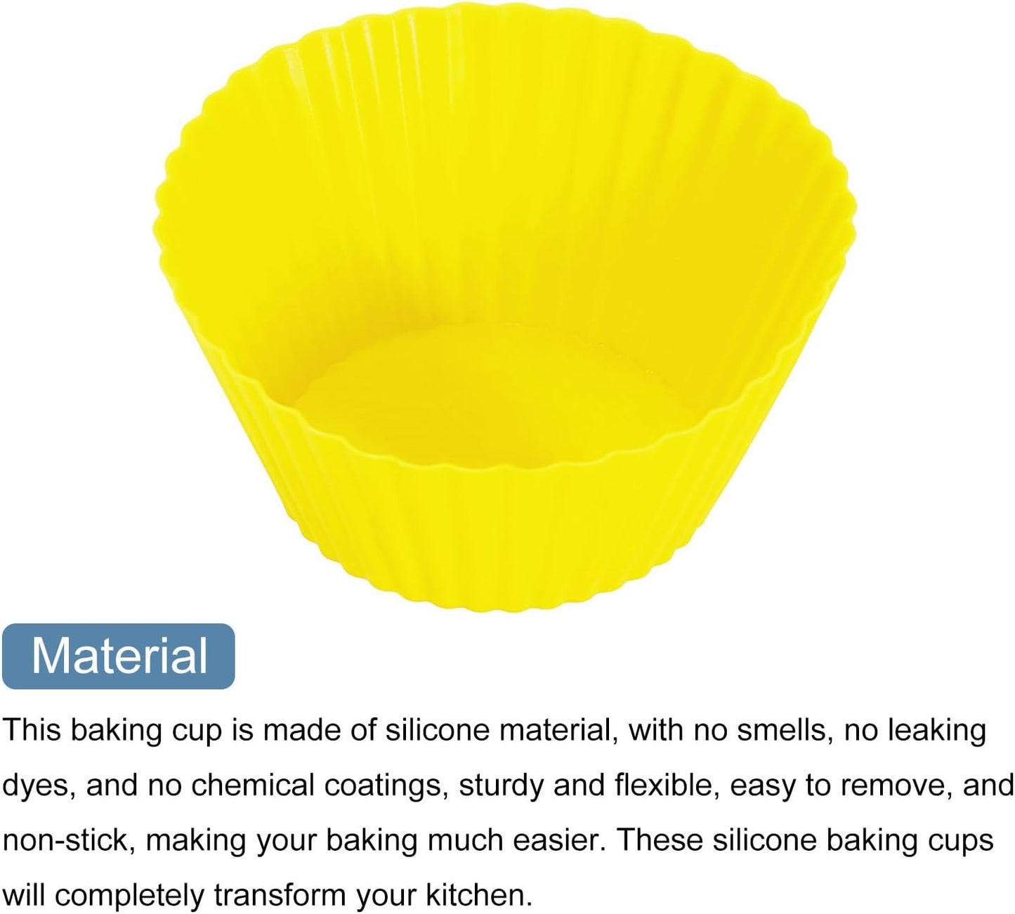 uxcell 36Pcs Silicone Cupcake Liners, Non-Stick Baking Cups, for Cooking Eggs, Baking Muffins and Make a Cake(Yellow)