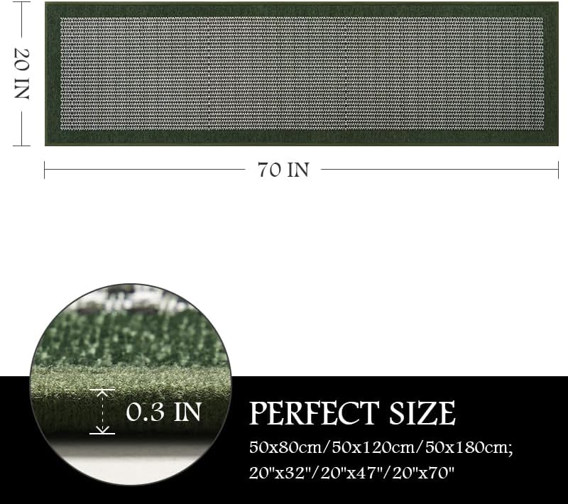 PADOOR Kitchen Mats for Floor, Kitchen Rugs Non Slip Washable, Rubber Backed Kitchen Runner Super Absorbent Long Kitchen Floor Mat Sink Rug, 20"x70" Green
