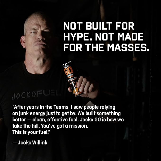 Jocko GO Energy Drink - Keto, Vitamin B12, Vitamin B6, Electrolytes, L Theanine, Magnesium- Energy Boost, Sugar Free Nootropic Monk Fruit Blend - 12 Pack (Sour Apple)