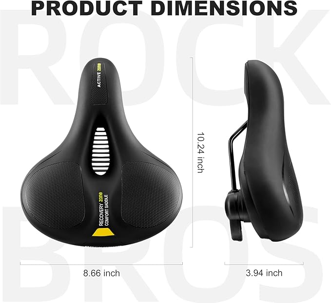 ROCKBROS Bike Seat Cushion for Men Women with Handle & Dual Shock Absorbing Ball Memory Foam - 3 Zone Concept Bike Saddle, Soft Wide Waterproof Mountain Bicycle Accessories