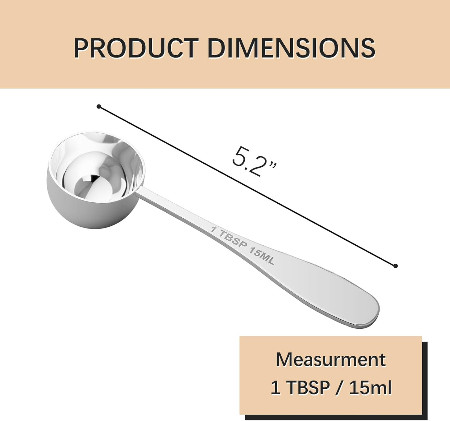 2PCS 1tbsp(3tsp, 15 ml) Single Measuring Spoon, Stainless Steel Individual Teaspoon, Metal Measure Scoop with Gift Box