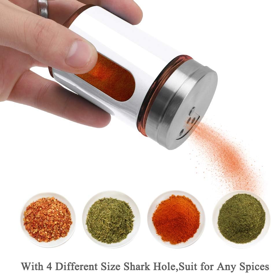 Accmor 2pcs Salt and Pepper Shakers,Stainless Steel Shaker for Salt Powder Sugar Cinnamon Pepper, Spice Dispenser with Adjustable Pour Holes,White