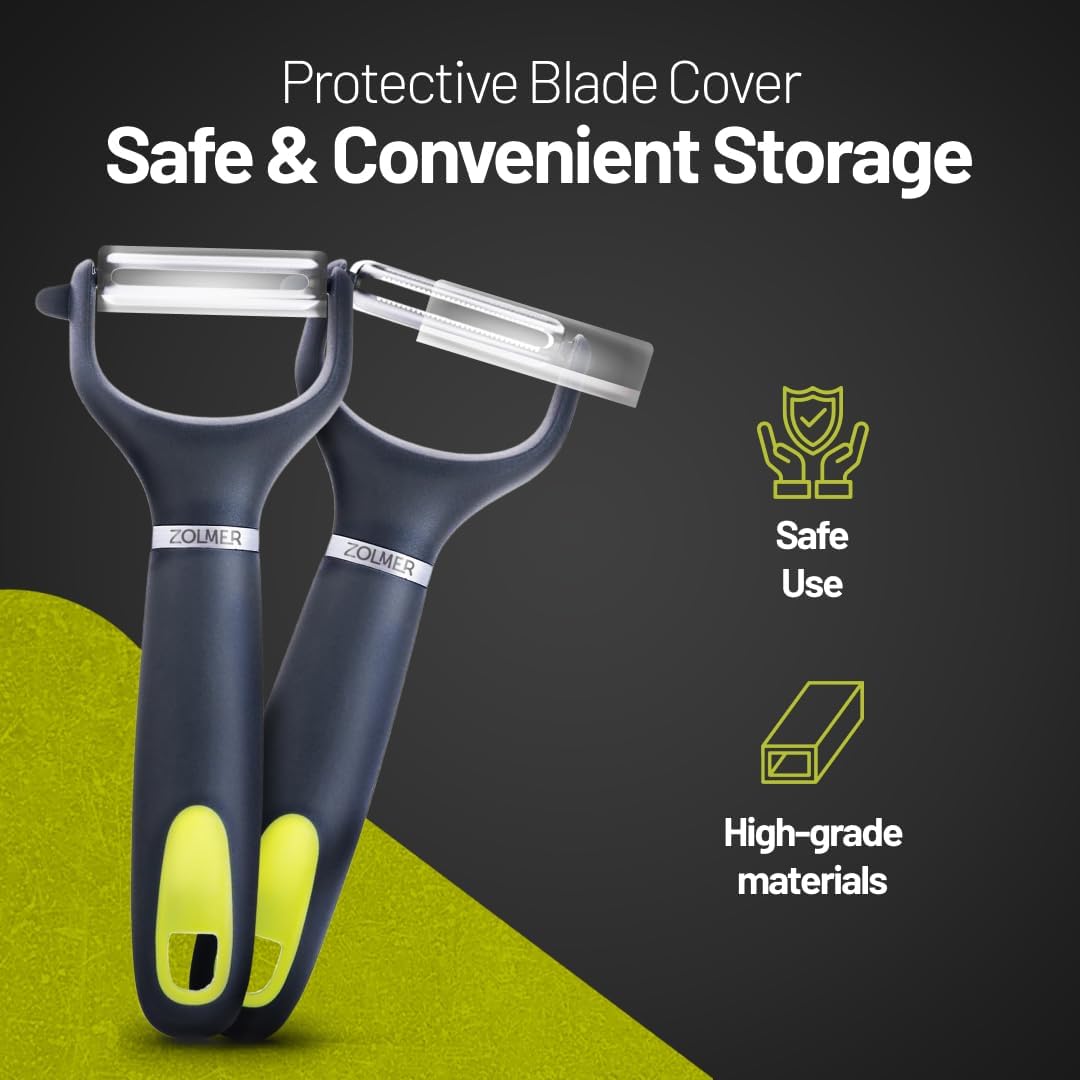 Professional Peelers for kitchen with Smooth Blades - Extra Sharp Vegetable Peelers stainless steel with Y Ergonomic Handle - Dishwasher Safe - Potato peeler hand