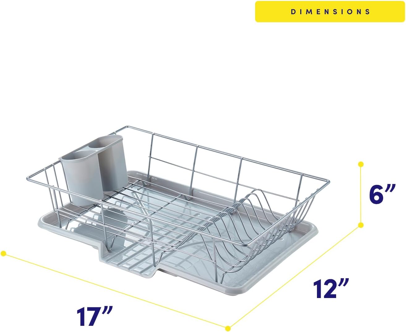 Space-Saving 3-Piece Dish Drainer Rack Set with Cutlery Holder - Maximize Kitchen Countertop Space, Silver