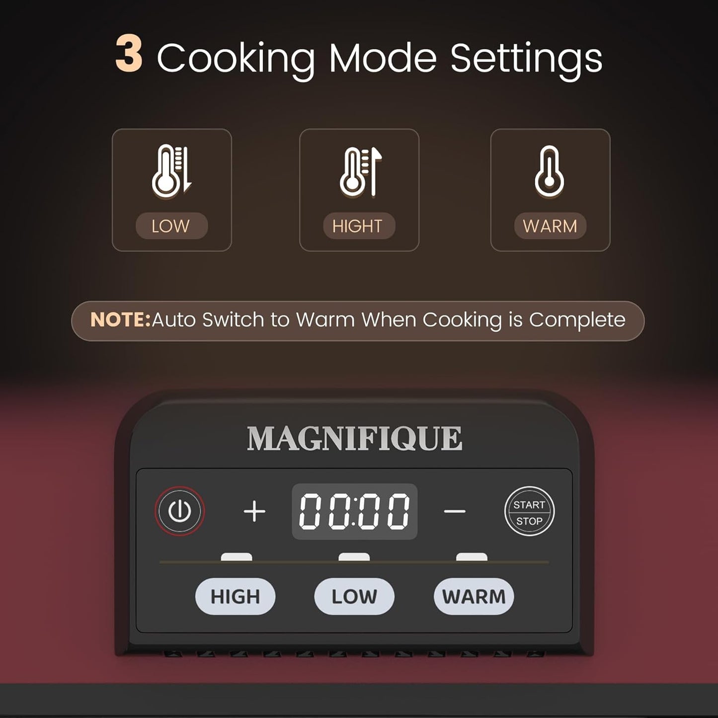 4 Quart Casserole Programmable Slow Cooker with Ceramic Baking Dish - Perfect Kitchen Small Appliance for Family Dinners, Oven Safe and Durable Bakeware for Lasagna, Roasts (Red)