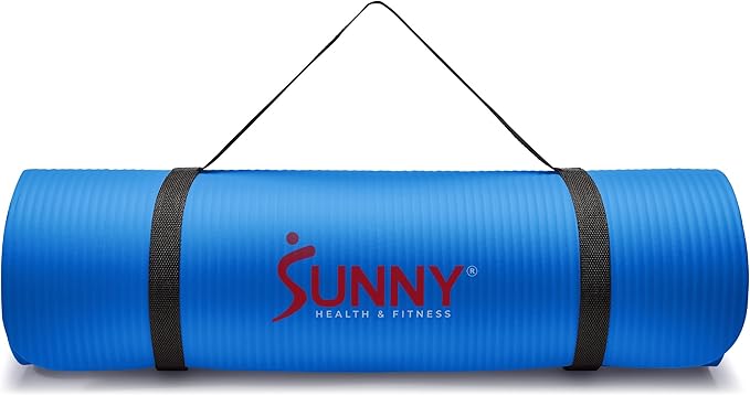 Sunny Health & Fitness Non-Slip Yoga Mat – Durable, Anti-Tear, Lightweight, Cushioned Support for Yoga, Pilates, Stretching Exercises, Meditation and Floor Workouts | Multiple Sizes & Colors