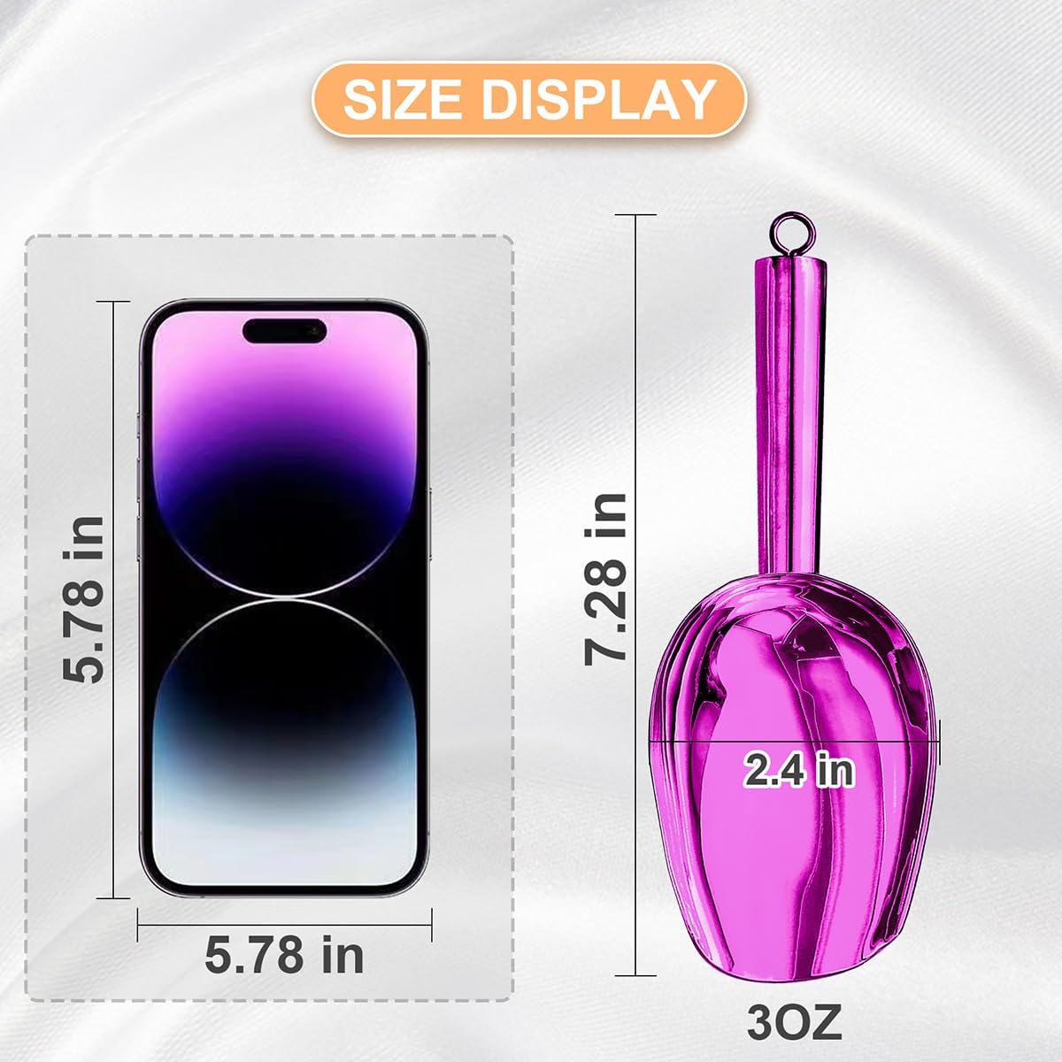 Metal Ice Scoop，Kitchen Ice Scooper for Ice Maker,Stainless Steel Small Ice Scooper for Freezer，Kitchen Gadgets Cookie Flour Pet Dog Food Scoop (purple, 3oz)