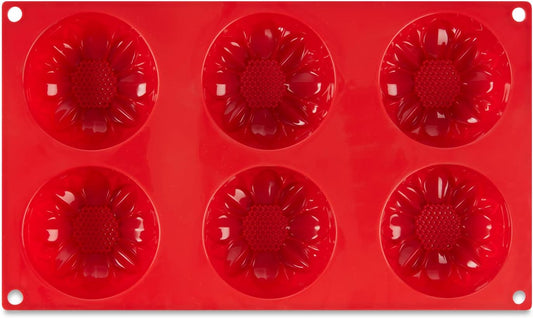 AME D'ESSENCE Sunflower Shaped Silicone Baking Mold - Non-Stick, Flexible, 6-Cup Capacity (3.89 oz), Reusable and Food-Grade - Perfect for Cupcakes, Muffins, and More!