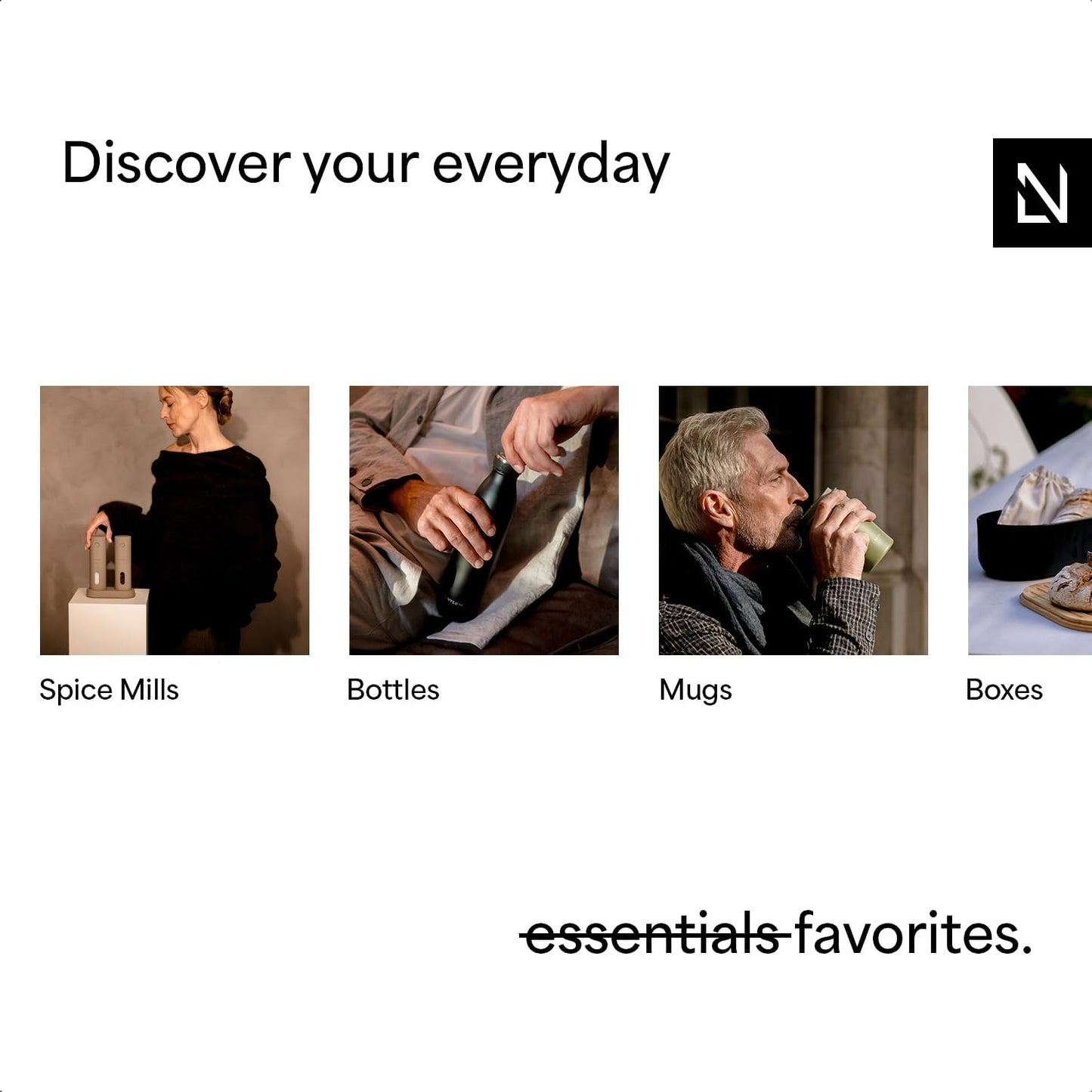 LARS NYSØM Bread Box I Metal Box with linen bag for long lasting freshness I Bread Bin with bamboo lid usable as cutting board I 13.4x7.3x5.3In (Pure White)