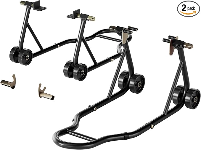 SPECSTAR Universal Motorcycle Stands, 882 Lbs Capacity Front Rear Wheels Lift Combo with U+L Adjustable Swingarm Spool, Heavy Duty Paddock Stands for BMW, Suzuki, Yamaha, Honda, Kawasaki, Black
