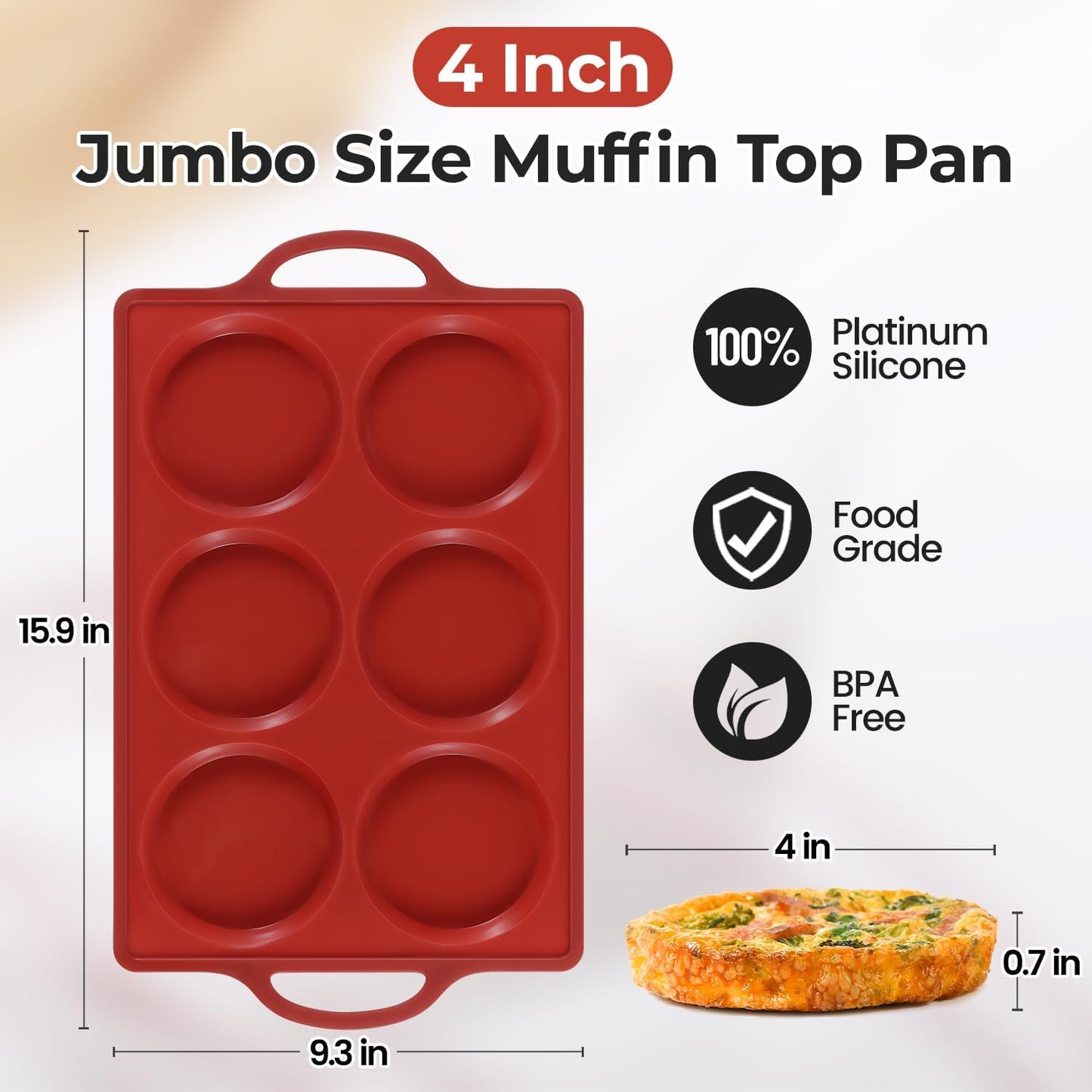 CAKETIME Muffin Top Pan Non Stick, 4 Inch Metal Frame Round Egg Baking Pan for Oven English Muffins, Whoopie Pies, Corn Bread, Egg Bites, Breakfast Sandwiches Tarts 3 Pack Brown