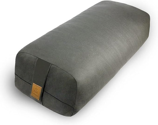 Yoga Bolster (26x10.5x5.5 in) Supportive Yoga Cushion for Restorative Yin Yoga Accessories Rectangular Bolster for Stretching Meditation Pillow 100% Organic Cotton Removable Washable Cover