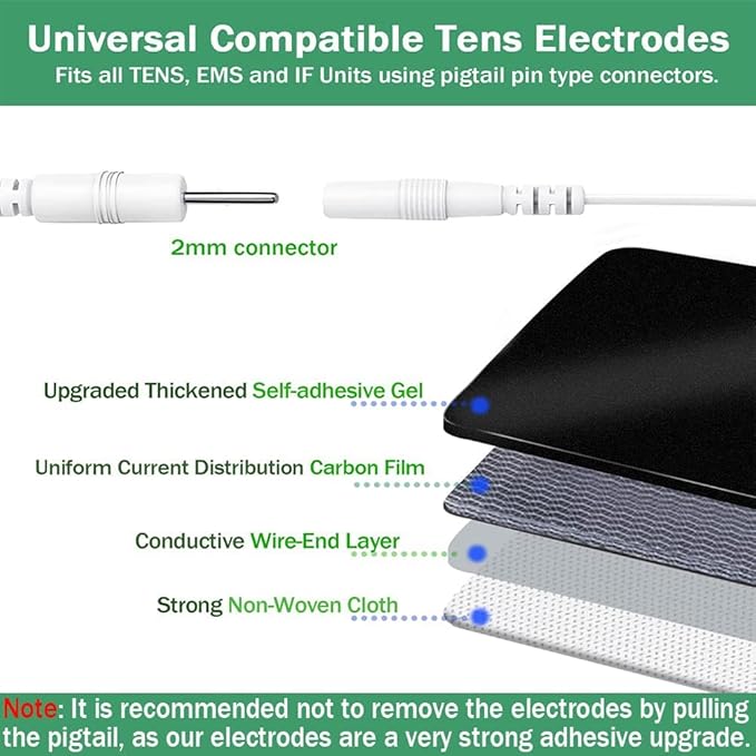 TENS Unit Replacement Pads for Waist and Lower Back Pain Relief 4X8" Large TENS Unit Pads Self-Adhesive Electrode Pads Compatible with TENS 7000, AUVON TENS- 4 Pcs