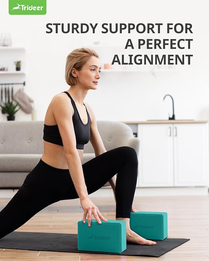 Trideer 9"x6"x3" Yoga Blocks, High Density EVA Foam Blocks 2 Pack, Supportive, Lightweight & Odor Resistant, Yoga Essentials and Accessories for Yogi & Yogini