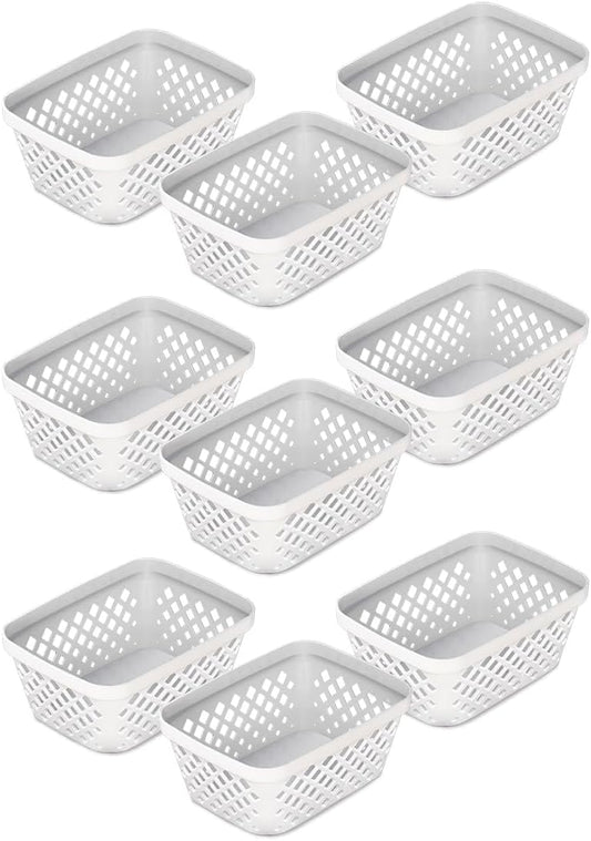 Glad Plastic Storage Basket Set - Multipurpose Drawer Trays, Kitchen Pantry Containers, and Bathroom Bins - 9 Pack Small Organizers, White