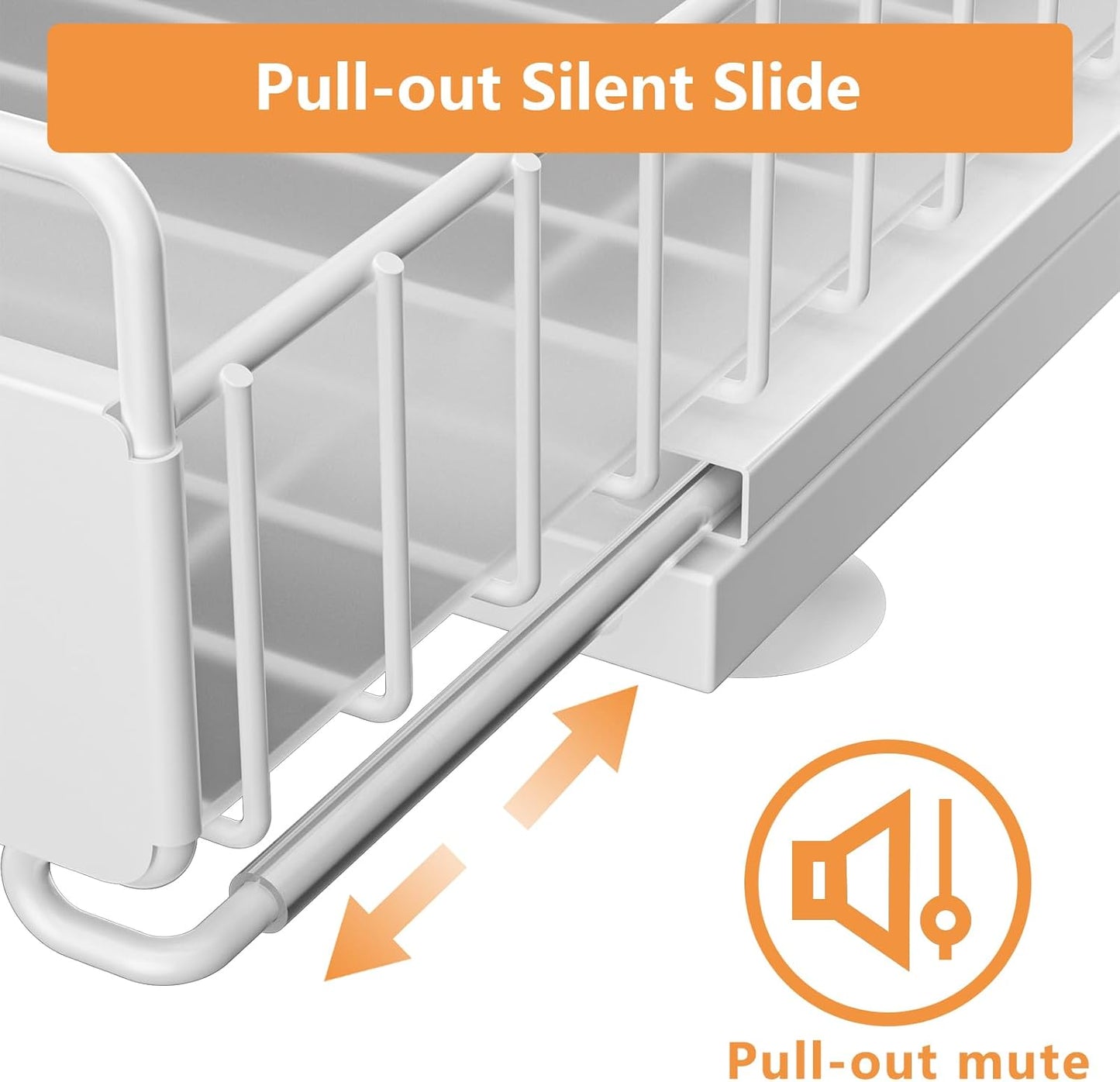 Under Sink Organizer, High Adjustable 2 Tier Under Kitchen Sink Organizer, Multi-Purpose Storage Shelf for Kitchen Bathroom Cabinet, White