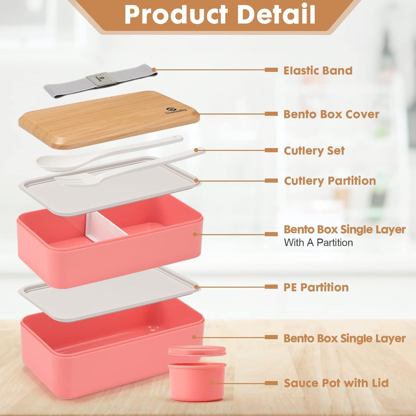 Sinnsally Bento Box for Kids and Adults, Stackable Japanese Bento Lunch Box Containers for Teens/Women with Compartments(47oz),Modern Lunch Containers with Utensil Set,Leak-Proof Lunchbox,Rectangle