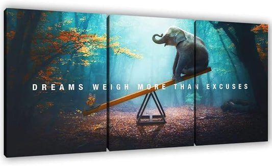 Yetaryy Motivational Poster Inspirational Wall Art 3 Pieces Canvas Painting Lion Artwork for Living Room Office Modern Home Decor Prints Pictures Wall Decor Framed Ready to Hang [72''Wx 36''H]