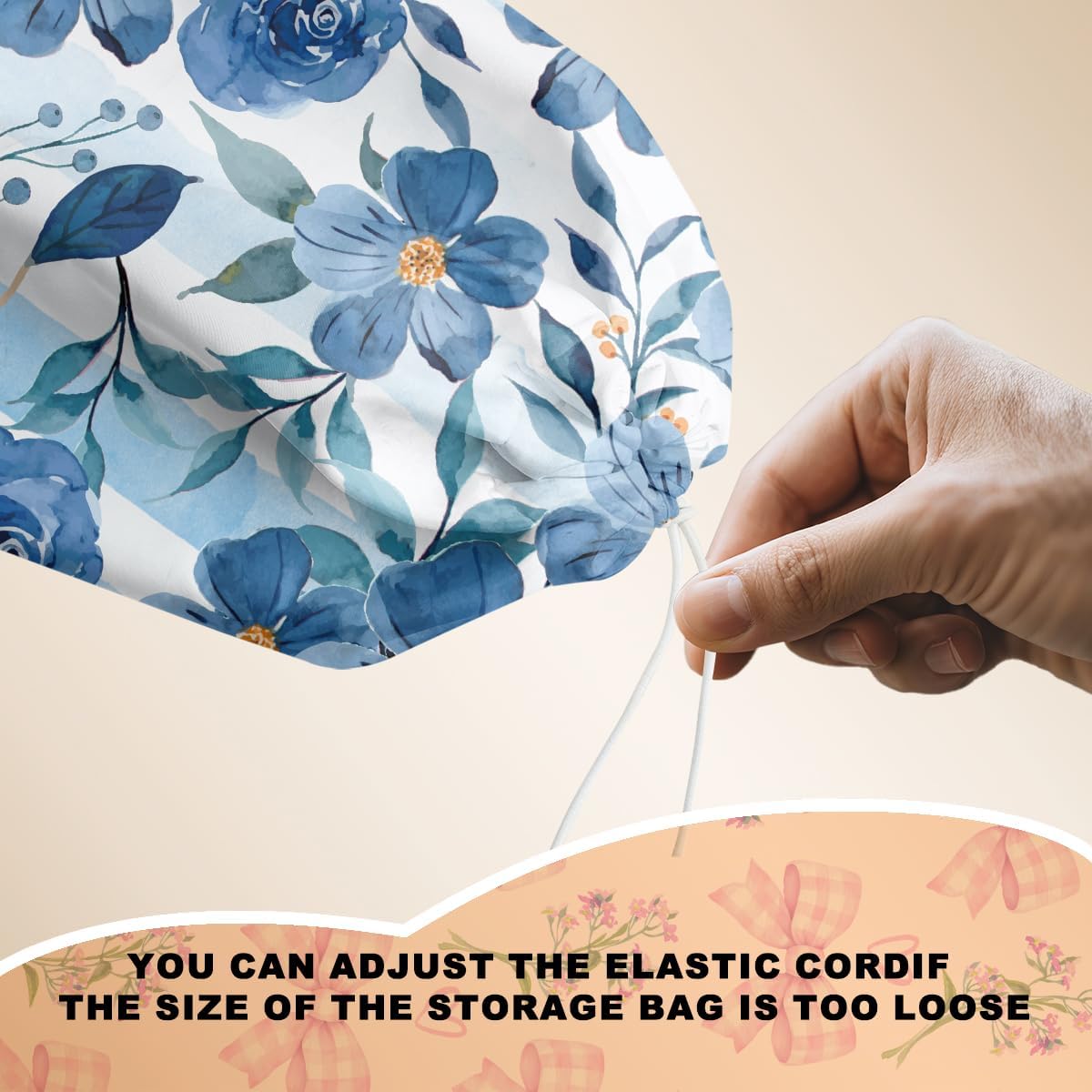 Watercolor Blue Flower Plastic Bag Holder, Wall Mount Grocery Bag Holder for Plastic Bags, Vibrant Floral Reusable Grocery Bags Storage Dispenser for Home Kitchen Decor, Flower Gifts for Women Mom