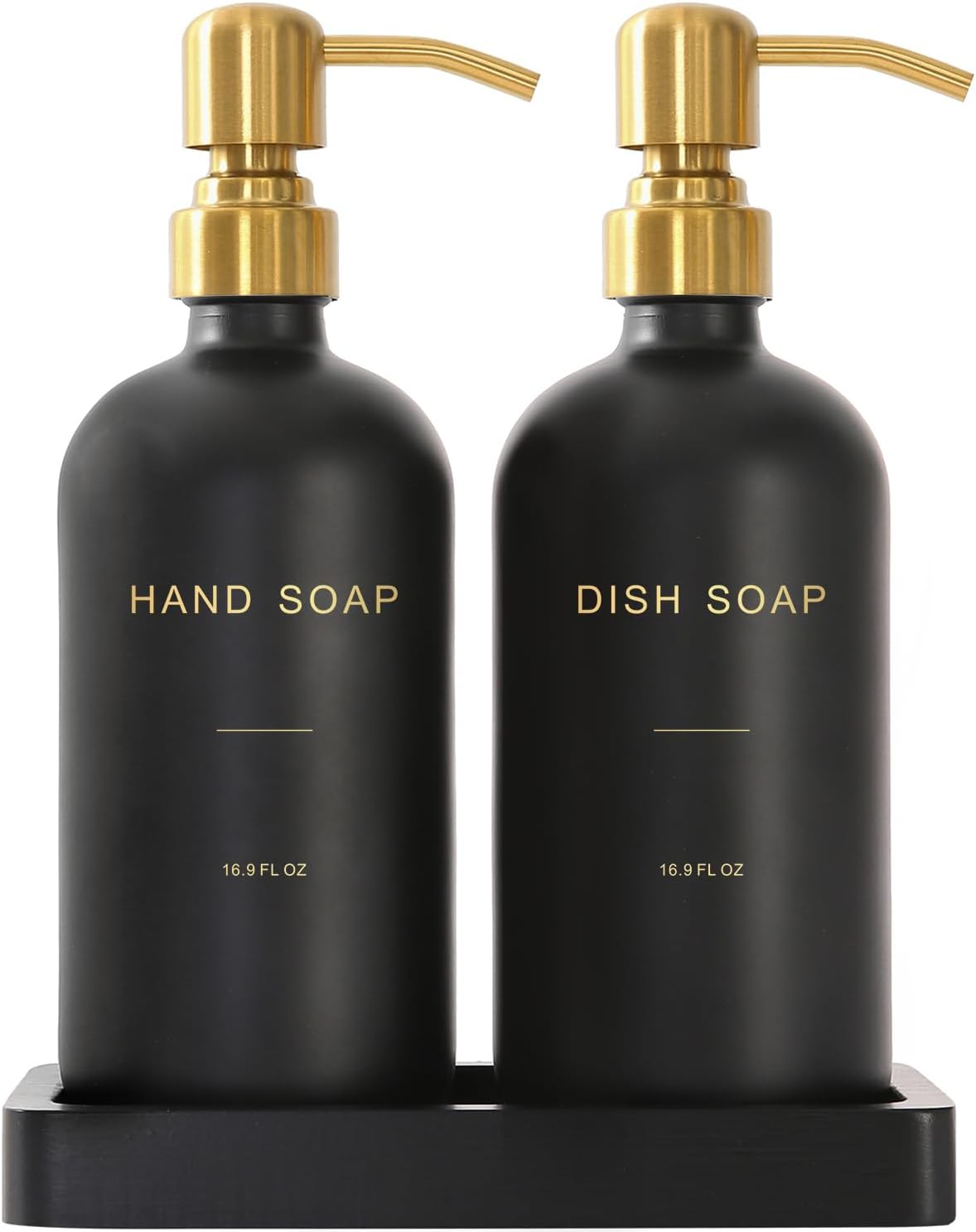 Black Soap Dispenser for Kitchen Sink, Hand and Dish Soap Dispenser with Stainless Steel Pump, Perfect for Gold Kitchen Accessories. (Gold & Black)